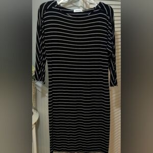 90's Calvin Klein Striped Midi dress 3/4 sleeves Size 8